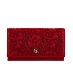 Duży czerwony portfel damski Canaletto ze skóry z tłoczeniem i RFID – styl i bezpieczeństwo PD1602s92t11 RFID. Czerwone portfele bez wzorów, ze skóry. Za 180.00 zł.