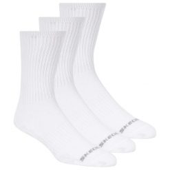 Skarpetki sportowe dla dorosłych 3pk Unisex Non Terry Crew. Białe skarpety Skechers, bez wzorów, z bawełny. Za 49.99 zł.