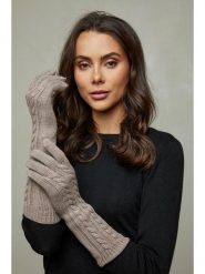 Soft Cashmere Rękawiczki w kolorze beżowym rozmiar: onesize. Brązowe rękawiczki Soft Cashmere, bez wzorów, prążkowane. Za 160.96 zł.