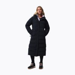 Płaszcz puchowy damski Columbia Amaze Puff Long Hooded. Czarne płaszcze Columbia, bez wzorów, z puchu, bez kaptura. Za 1,219.99 zł.