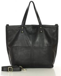 Torebka skórzana czarna duża typu shopper - MARCO MAZZINI. Czarne shopper bez wzorów, ze skóry, duże, bez dodatków. Za 507.99 zł.