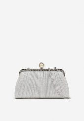 Srebrna Torebka Typu Kopertówka z Cyrkoniami i Perełką Acleria. Szare torby na ramię Born2be, z aplikacjami, eleganckie, na ramię, bez dodatków. Za 59.99 zł.