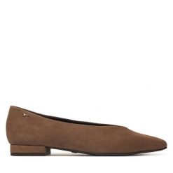 Baleriny Tamaris. Brązowe baleriny Tamaris, bez wzorów, bez obcasa. Za 324.99 zł.