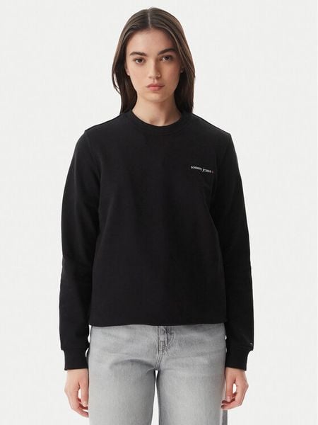 Tommy Jeans Bluza Ess Logo DW0DW22829 Czarny Regular Fit. Czarne bluzy Tommy Jeans, xl, bez wzorów, z bawełny, bez kaptura. Za 281.99 zł.