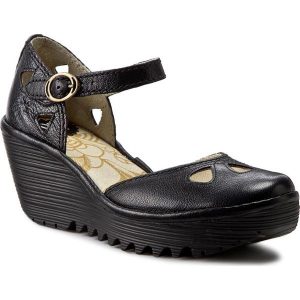 Sandały FLY LONDON - Yuna P500016090 Black. Czarne sandały Fly London, bez wzorów, ze skóry, bez obcasa, na obcasie, bez zapięcia. W wyprzedaży za 259.00 zł.