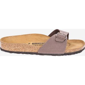 Birkenstock - Klapki Madrid Bs. Brązowe klapki Birkenstock, bez wzorów, z materiału, bez obcasa. W wyprzedaży za 199.90 zł.