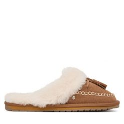 Kapcie EMU Australia. Brązowe obuwie domowe EMU Australia, bez wzorów, bez zapięcia. Za 384.99 zł.