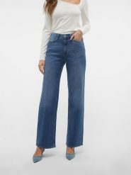 Vero Moda Dżinsy - Comfort fit - w kolorze niebieskim rozmiar: W25/L30. Niebieskie jeansy Vero Moda, l, z aplikacjami, z podwyższonym stanem. Za 140.95 zł.