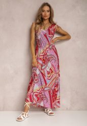 Bordowa Sukienka Dianano. Czerwone sukienki Renee, l, z aplikacjami, boho, bez kołnierzyka, bez ramiączek, maxi, kopertowe. Za 54.99 zł.