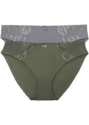 Figi z delikatną koronką (2 pary). Zielone figi bonprix, z aplikacjami, z koronki. Za 64.99 zł.