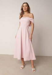 Różowa Koktajlowa Sukienka VICES Hiszpanka o Rozkloszowanym Kroju Diolora. Czerwone sukienki Born2be, na spotkanie biznesowe, l, bez wzorów, eleganckie, bez kołnierzyka, bez ramiączek, midi, rozkloszowane. Za 199.99 zł.