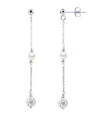 Mitzuko Srebrne kolczyki-wkrętki z perłami rozmiar: onesize. Białe kolczyki Mitzuko, z kryształem, srebrne. Za 239.95 zł.