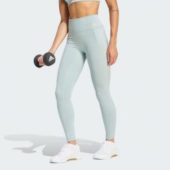 Legginsy treningowe Optime Workout Full Length. Zielone bielizna sportowa Adidas, bez wzorów, ze skóry. Za 259.00 zł.