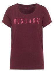 Mustang Koszulka w kolorze bordowym rozmiar: XXS. Czerwone bluzki Mustang, xxs, bez wzorów, z bawełny, bez kołnierzyka, bez ramiączek. Za 30.92 zł.
