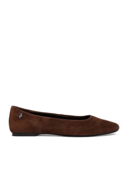 U.S. Polo Assn. Baleriny EO-AYOLY001W/6S1 Brązowy. Brązowe baleriny U.S. Polo Assn., bez wzorów, ze skóry, bez obcasa. Za 181.99 zł.