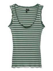 Vero Moda Top w kolorze zielono-białym rozmiar: S. Zielone topy Vero Moda, s, bez wzorów, prążkowane, bez kołnierzyka, bez ramiączek. Za 60.45 zł.