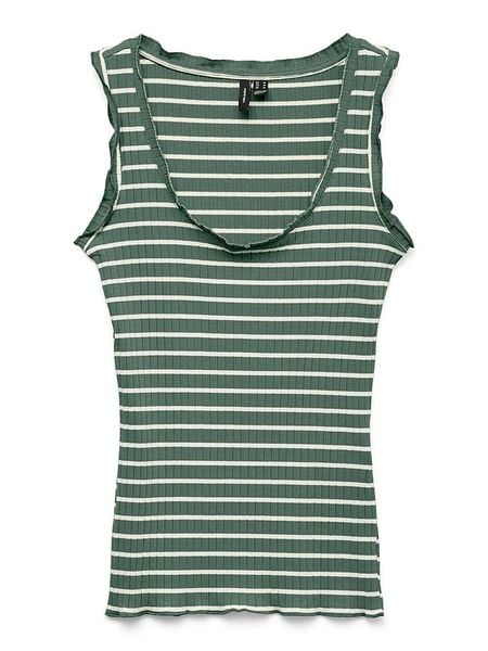 Vero Moda Top w kolorze zielono-białym rozmiar: XS. Zielone topy Vero Moda, xs, bez wzorów, prążkowane, bez kołnierzyka, bez ramiączek. Za 71.23 zł.