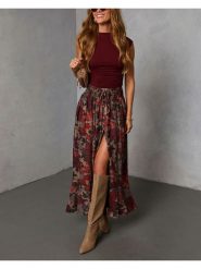 Milan Kiss Spódnica w kolorze czerwonym rozmiar: XL. Czerwone spódnice Milan Kiss, xl, bez wzorów, z wiskozy, maxi. Za 152.99 zł.