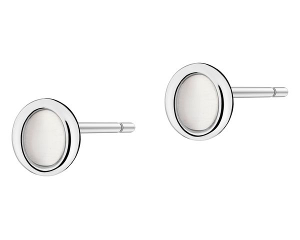 Kolczyki srebrne z kamieniem jubilerski z efektem kociego oka. Szare kolczyki Apart, srebrne. Za 99.00 zł.
