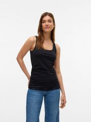 Vero Moda Top w kolorze czarnym rozmiar: S. Czarne topy Vero Moda, s, bez wzorów, z koronki, bez kołnierzyka, bez ramiączek. Za 52.79 zł.