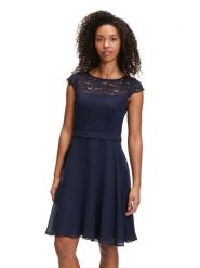 Vera Mont Sukienka w kolorze granatowym rozmiar: 34. Niebieskie sukienki Vera Mont, bez wzorów, z koronki, bez kołnierzyka, bez ramiączek, mini, rozkloszowane. Za 195.99 zł.
