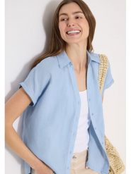 Cecil Koszula w kolorze błękitnym rozmiar: XL. Niebieskie koszule Cecil, xl, bez wzorów, ze lnu, bez kołnierzyka, bez ramiączek. Za 129.95 zł.