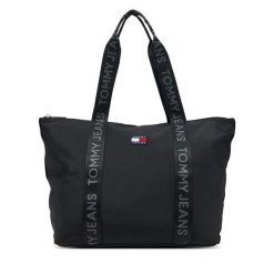 Torebka Tommy Jeans. Czarne shopper Tommy Jeans, bez wzorów, z jeansu, bez dodatków. Za 249.99 zł.