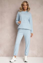 Niebieski Komplet Dresowy z Bluzą i Spodniami Ciranova. Niebieskie bluzy Renee, m, bez wzorów, z dresówki, z kapturem. W wyprzedaży za 59.49 zł.
