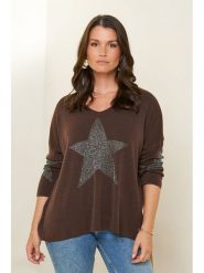 Curvy Lady Sweter w kolorze brązowym rozmiar: 44/46. Brązowe swetry Curvy Lady, bez wzorów, bez ramiączek. Za 109.78 zł.