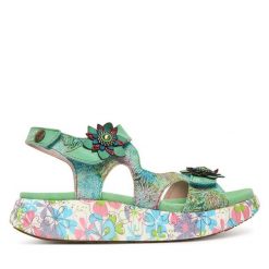 Sandały Laura Vita. Niebieskie sandały Laura Vita, bez wzorów, bez obcasa, na płaskiej podeszwie, bez zapięcia. Za 459.99 zł.