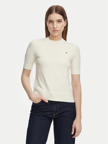 Tommy Hilfiger Sweter WW0WW49705 Żółty Slim Fit. Żółte swetry TOMMY HILFIGER, m, bez wzorów, z bawełny, bez ramiączek. Za 259.99 zł.