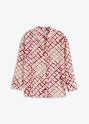 Bluzka oversized. Fioletowe bluzki bonprix, bez wzorów, bez kołnierzyka, bez ramiączek. Za 37.99 zł.