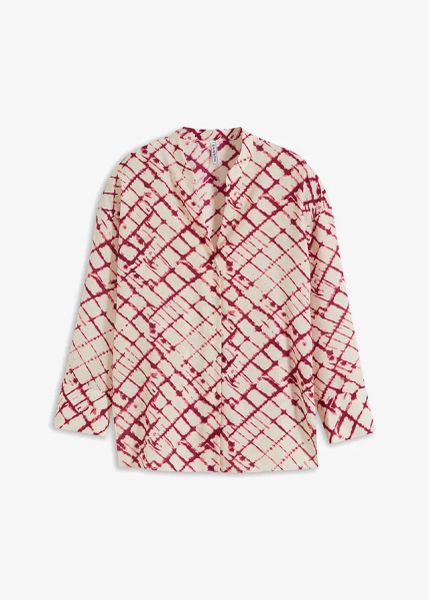 Bluzka oversized. Fioletowe bluzki bonprix, bez wzorów, bez kołnierzyka, bez ramiączek. Za 37.99 zł.