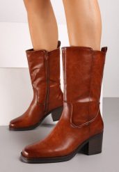 Brązowe Botki na Obcasie w Stylu Sztybletów z Lekkim Ociepleniem Terelle. Brązowe botki Born2be, bez wzorów, z jeansu, bez obcasa, na obcasie, bez zapięcia. Za 169.99 zł.