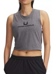 Under Armour Top funkcyjny w kolorze szarym rozmiar: M. Szare topy Under Armour, m, bez wzorów, z materiału, bez kołnierzyka, bez ramiączek. Za 78.84 zł.