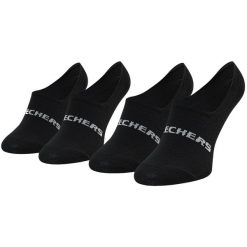 Skarpetki sportowe dla dorosłych 2PPK Mesh Ventilation Footies Socks. Czarne skarpety Skechers, bez wzorów, z bawełny. Za 29.99 zł.