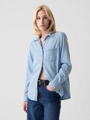 GAP Koszula dżinsowa w kolorze błękitnym rozmiar: XXL. Niebieskie koszule GAP, xxl, bez wzorów, z bawełny, bez kołnierzyka, bez ramiączek. Za 129.95 zł.