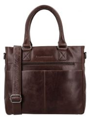 HIDE & STITCHES Skórzana torebka "Porto" w kolorze ciemnobrązowym - 35 x 28 x 9 cm rozmiar: onesize. Brązowe torby na ramię HIDE & STITCHES, bez wzorów, z materiału, przez ramię, bez dodatków. Za 404.99 zł.