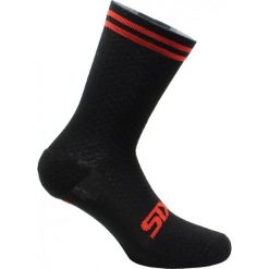 Skarpety rowerowe Merinos Socks. Czarne skarpety SIXS, bez wzorów, ze skóry. Za 148.50 zł.