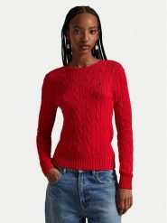 Polo Ralph Lauren Sweter 211971869502 Czerwony Slim Fit. Czerwone swetry Polo Ralph Lauren, m, bez wzorów, z bawełny, bez ramiączek. Za 949.99 zł.