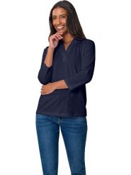Heine Bluzka w kolorze granatowym rozmiar: 44. Niebieskie bluzki Heine, bez wzorów, bez kołnierzyka, bez ramiączek. Za 34.99 zł.