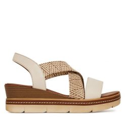 Sandały Remonte. Brązowe sandały Remonte, bez wzorów, bez obcasa, na koturnie, bez zapięcia. Za 349.99 zł.
