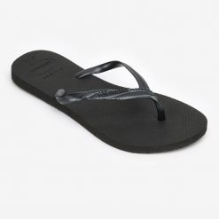 Japonki damskie Havaianas Fantasia. Czarne klapki Havaianas, bez wzorów, z kauczuku, bez obcasa. Za 89.99 zł.