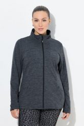 Damskie Bluza funkcyjna wąski krój stójka długi rękaw. Czarne bluzy Ulla Popken, plus size, bez wzorów, z dresówki, bez kaptura. Za 349.99 zł.