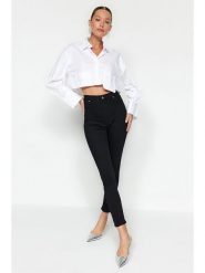 Trendyol Dżinsy - Skinny fit - w kolorze czarnym rozmiar: 34. Czarne jeansy Trendyol, bez wzorów, z podwyższonym stanem. Za 81.45 zł.
