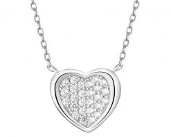 Naszyjnik srebrny z cyrkoniami - serce. Szare naszyjniki Apart, z cyrkonią, srebrne. Za 289.00 zł.