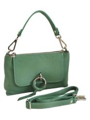 Florence Bags Skórzana torebka "Embros" w kolorze zielonym - 23 x 15 x 6 cm rozmiar: onesize. Zielone torby na ramię Florence Bags, bez wzorów, z materiału, na ramię, bez dodatków. Za 130.99 zł.