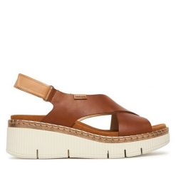 Sandały Pikolinos. Brązowe sandały Pikolinos, bez wzorów, bez obcasa, na koturnie, bez zapięcia. Za 599.99 zł.