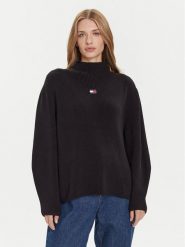 Tommy Jeans Sweter Badge DW0DW21676 Czarny Relaxed Fit. Czarne swetry Tommy Jeans, s, bez wzorów, z bawełny, bez ramiączek. Za 429.99 zł.