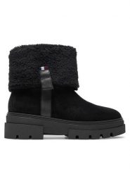 Tommy Hilfiger Botki Faux Fur Suede Roll-Down Boot FW0FW08158 Czarny. Czarne botki TOMMY HILFIGER, bez wzorów, ze skóry, bez obcasa, na płaskiej podeszwie, bez zapięcia. Za 849.99 zł.